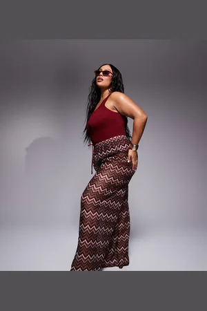 South Beach Chevron knit loose fit beach trouser in cherry