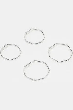 Kingsley Ryan Hexagon hoop earrings in sterling pack of 2