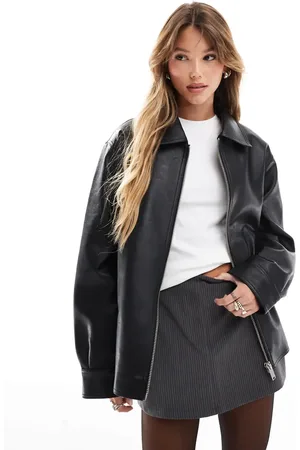 ASOS Zip front leather look harrington in
