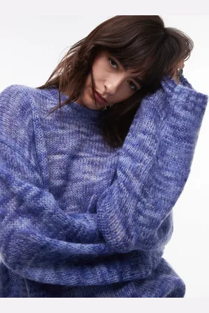 ARKET Super soft alpaca and wool blend relaxed sweater in blue space dye