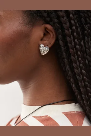 Reclaimed Pretty cutwork heart earrings in