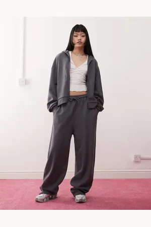 COLLUSION Extreme oversized waffle jogger in charcoal co-ord
