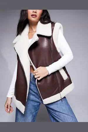 River Island Borg gilet in dark