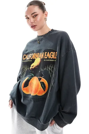 ASOS Californian eagle graphic sweatshirt in washed charcoal