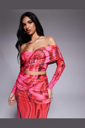 AFRM Dido shirred longsleeve top in overscale rose