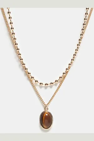 Reclaimed Unisex 2 row necklace with ball chain and pendant in