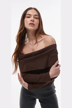 Topshop Off the shoulder jersey top in