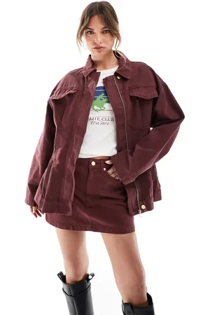 ASOS Denim pelmet skirt in burgundy co-ord
