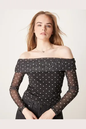 ASOS Polka dot foldover ruched bardot in