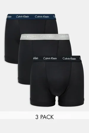 Calvin Klein Cotton Stretch 3 pack trunk with coloured waistbands in