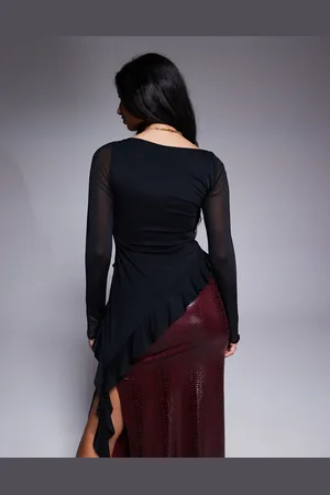 AFRM Doris mesh assymetrical longsleeve top in
