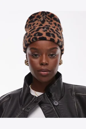 AllSaints Brushed beanie in leopard print