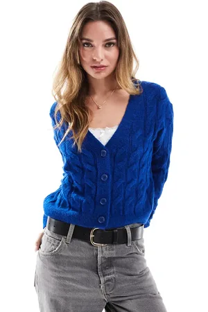 Miss Selfridge Chunky cable knit cardigan in bright