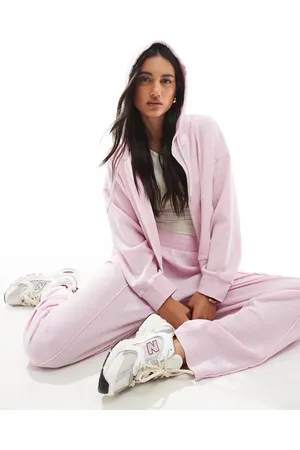 ASOS Co-ord waffle zip through hoodie in washed pink