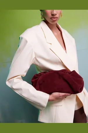 ASOS Premium suede cloud clutch bag in burgundy