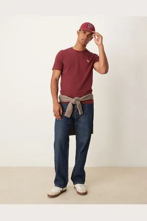 Abercrombie & Fitch Elevated icon logo t-shirt in burgundy