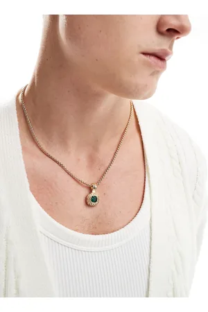 ASOS Necklace with green crystal pendant in tone