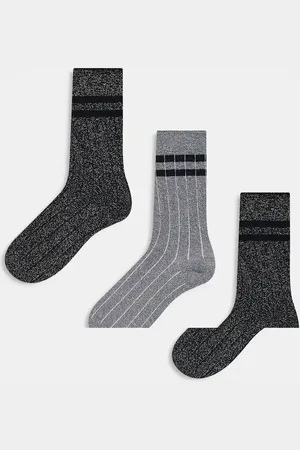 ONLY 3-pack stripe socks in dark silver