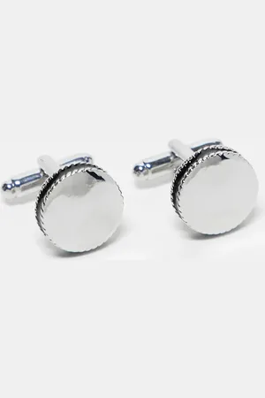ASOS Round cufflinks with black edge in tone