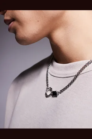 ASOS Curb chain necklace with black pendant in tone