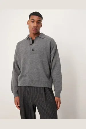 ASOS Oversized deep notch knitted polo in