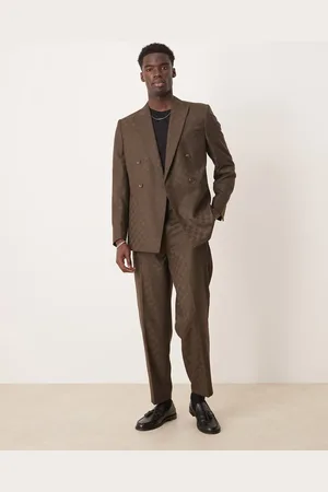 ASOS Oversized tapered suit trousers in checkerboard jacquard