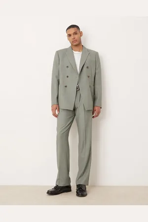 ASOS Straight leg suit trousers in sage texture