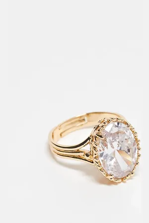 ASOS Ring with oval cubic zirconia detail in tone