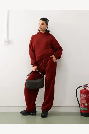 COLLUSION Oversized knitted jogger co-ord in burgundy