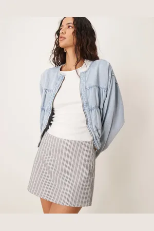 ASOS Denim micro mini skirt in charcoal pinstripe