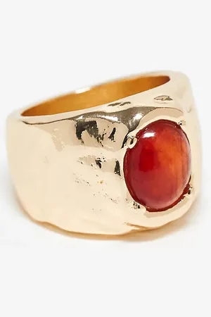 ASOS Wide molten ring with amber stone