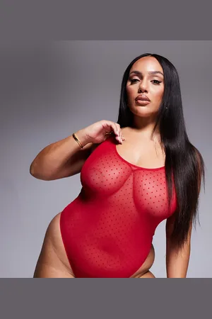 ASOS ASOS DESIGN Curve Lara spot mesh & lace soft body in