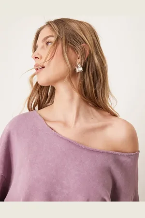 ASOS Off shoulder sweatshirt in washed
