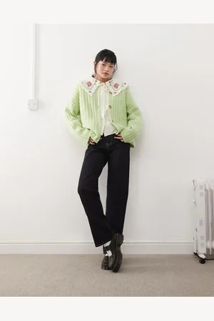 Miss Selfridge Oversized rib cardigan in matcha