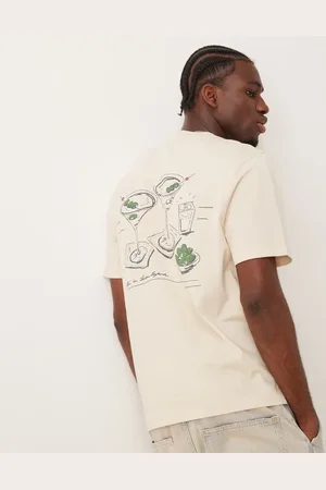 Abercrombie & Fitch Luxe holiday back print t-shirt in beige