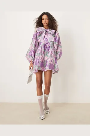 Sister Jane Jacquard mini dress in lilac floral