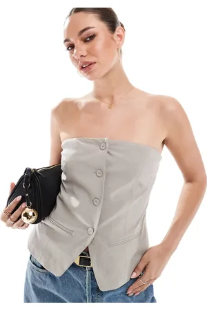 Cotton On Luis strapless suting vest in beige