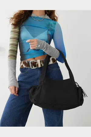 Monki Slouchy tote bag with tie pockets in