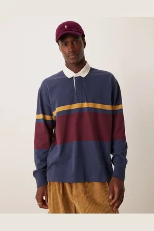 Abercrombie & Fitch Chest stripe rugby polo in /burgundy
