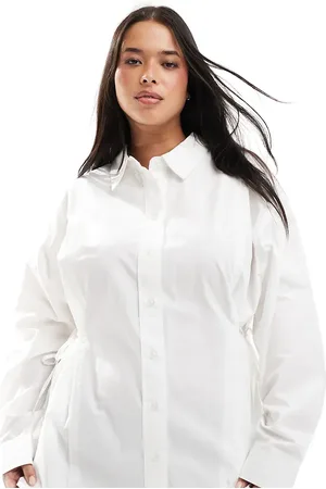 ASOS ASOS DESIGN curve long line shirt with tie side detail in