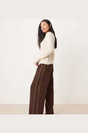 Miss Selfridge Side stripe jogger in chocolate