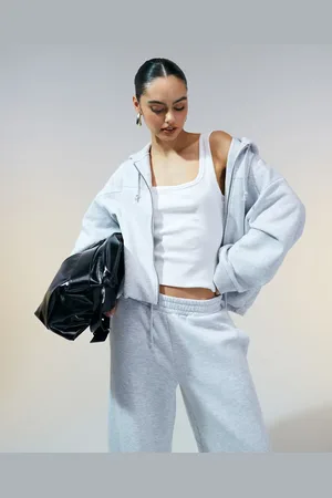 ASOS Co-ord zip through hoodie with bubble hem in marl