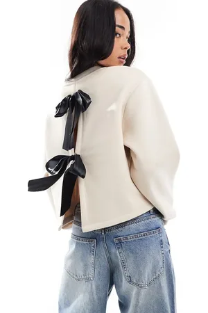 Miss Selfridge Contrast bow back detail sweatshirt