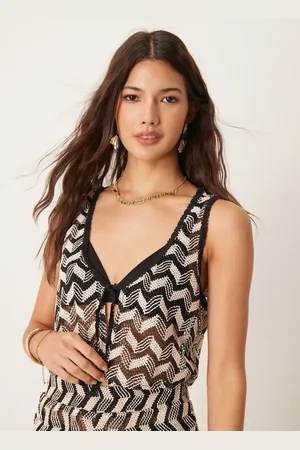 New Look Co-ord chevron crochet look waistcoat in