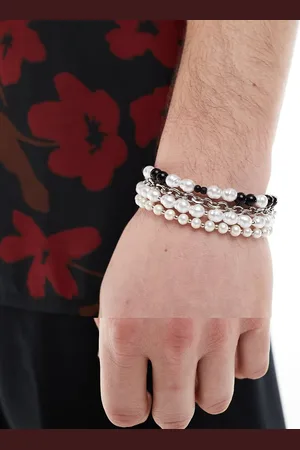 ASOS 4 pack faux pearl and chain bracelets in tone
