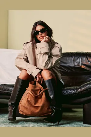 ASOS Suede and leather belted tote bag in tan