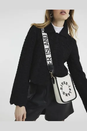 River Island Faux leather ri messenger bag in