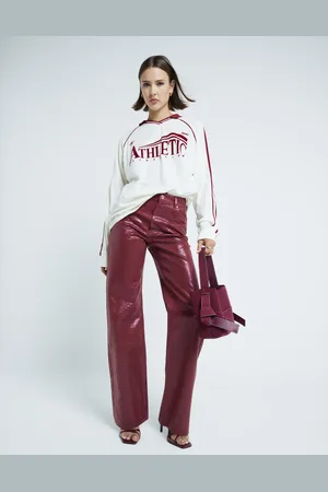 River Island Snake relaxed straight jean in burgundy