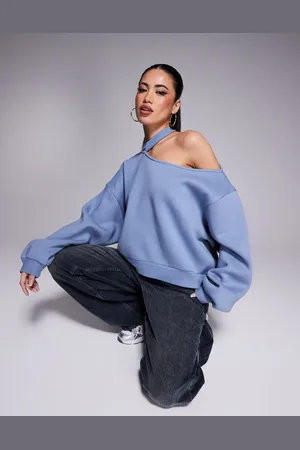 ASOS Cut out shoulder sweat with balloon sleeve in dusky