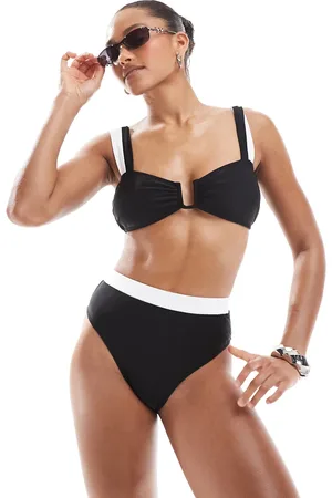 The Frolic Exclusive contrast u-detail underwire bikini top co-ord in and white